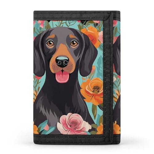 Eekstdbn Dreifach gefaltete Geldbörse mit Hundemotiv, Kartenetuis und Geldbeutel, dünn, stilvolle Mini-Münztasche mit Reißverschluss, Münzfach, Kreditkarte für Männer und Frauen von Eekstdbn