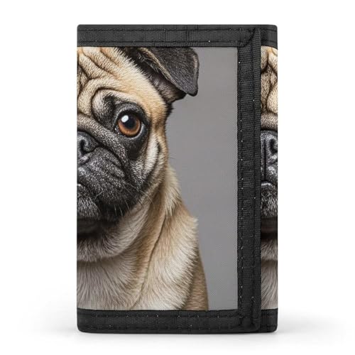 Eekstdbn Dreifach gefaltete Geldbörse mit Tiermops-Motiv, Kartenetuis und Geld, dünn, stilvolle Mini-Münztasche mit Reißverschluss, Münzfach, Kreditkarte für Männer und Frauen Eekstdbn Dreifach gefaltete Geldbörse mit Tiermops-Motiv, Kartenetuis und Geld, dünn, stilvolle Mini-Münztasche mit Reißverschluss, Münzfach, Kreditkarte für Männer und Frauen von Eekstdbn