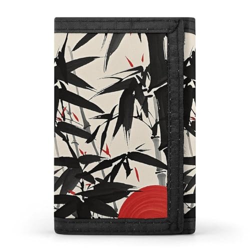 Eekstdbn Dreifach gefaltete Geldbörse mit Tintenmalerei von roter Sonne und Bergen, Kartenetuis und Geldbeutel, dünne, stilvolle Mini-Münztasche mit Reißverschluss, Münzfach, Kredit für Männer und Eekstdbn Dreifach gefaltete Geldbörse mit Tintenmalerei von roter Sonne und Bergen, Kartenetuis und Geldbeutel, dünne, stilvolle Mini-Münztasche mit Reißverschluss, Münzfach, Kredit für Männer und von Eekstdbn