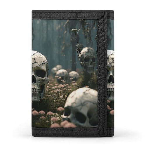 Eekstdbn Dreifach gefaltete Geldbörse mit Totenkopf und Blumen, Kartenetuis und Geldbeutel, dünn, stilvolle Mini-Münztasche mit Reißverschluss, Münzfach, Kredit für Damen und Herren Eekstdbn Dreifach gefaltete Geldbörse mit Totenkopf und Blumen, Kartenetuis und Geldbeutel, dünn, stilvolle Mini-Münztasche mit Reißverschluss, Münzfach, Kredit für Damen und Herren von Eekstdbn