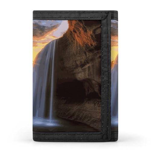 Eekstdbn Dreifach gefaltete Geldbörse mit Wasserfall bei Sonnenuntergang, Kartenetuis und Geld, dünn, stilvolle Mini-Münztasche mit Reißverschluss, Münzfach, Kreditkarte für Damen und Herren Eekstdbn Dreifach gefaltete Geldbörse mit Wasserfall bei Sonnenuntergang, Kartenetuis und Geld, dünn, stilvolle Mini-Münztasche mit Reißverschluss, Münzfach, Kreditkarte für Damen und Herren von Eekstdbn