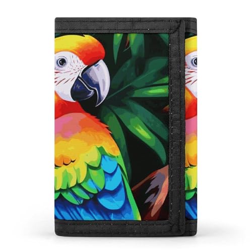 Eekstdbn Dreifach gefaltete Geldbörse mit buntem Papageienmotiv, Kartenetuis und Geldbeutel, dünn, stilvolle Mini-Münztasche mit Reißverschluss, Münzfach, Kredit für Damen und Herren Eekstdbn Dreifach gefaltete Geldbörse mit buntem Papageienmotiv, Kartenetuis und Geldbeutel, dünn, stilvolle Mini-Münztasche mit Reißverschluss, Münzfach, Kredit für Damen und Herren von Eekstdbn