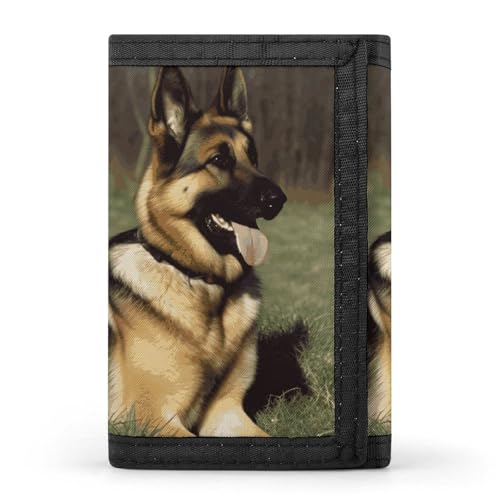 Eekstdbn Dreifach gefaltete Geldbörse mit deutschem Schäferhund, Kartenetuis und Geld, dünn, stilvolle Mini-Münztasche mit Reißverschluss, Münzfach, Kredit für Männer und Frauen von Eekstdbn