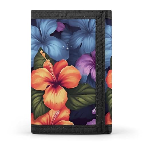 Eekstdbn Dreifach gefaltete Geldbörse mit tropischem Blumenmuster, Kartenetuis und Geld, dünn, stilvolle Mini-Münztasche mit Reißverschluss, Münzfach, Kreditkarte für Damen und Herren Eekstdbn Dreifach gefaltete Geldbörse mit tropischem Blumenmuster, Kartenetuis und Geld, dünn, stilvolle Mini-Münztasche mit Reißverschluss, Münzfach, Kreditkarte für Damen und Herren von Eekstdbn