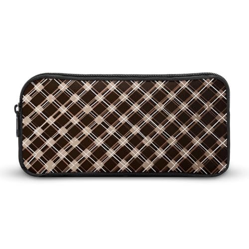 Eekstdbn Federmäppchen, braunes und weißes Federmäppchen, Bürobedarf-Organizer, einfacher stabiler Reißverschluss, tragbar, für Büro, Reisen, Mehrzwecktasche von Eekstdbn