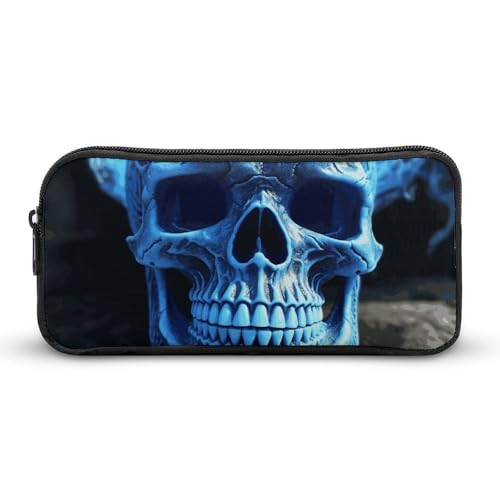 Eekstdbn Federmäppchen mit 3D-Druck, blauer Totenkopf, für Büro, Schreibwaren, Organizer, einfacher stabiler Reißverschluss, tragbar, für Büro, Reisen, Mehrzwecktasche Eekstdbn Federmäppchen mit 3D-Druck, blauer Totenkopf, für Büro, Schreibwaren, Organizer, einfacher stabiler Reißverschluss, tragbar, für Büro, Reisen, Mehrzwecktasche von Eekstdbn