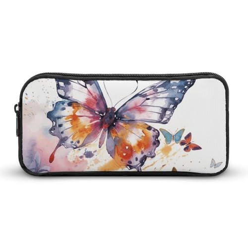 Eekstdbn Federmäppchen mit Aquarell-Schmetterlingen, für Büro, Schreibwaren, Organizer, einfacher stabiler Reißverschluss, tragbar, für Büro, Reisen, Mehrzwecktasche von Eekstdbn