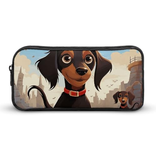 Eekstdbn Federmäppchen mit Aufschrift "I Love My Dog", Dackel, für Büro, Schreibwaren, Organizer, einfacher stabiler Reißverschluss, tragbar, für Büro, Reisen, Mehrzwecktasche von Eekstdbn