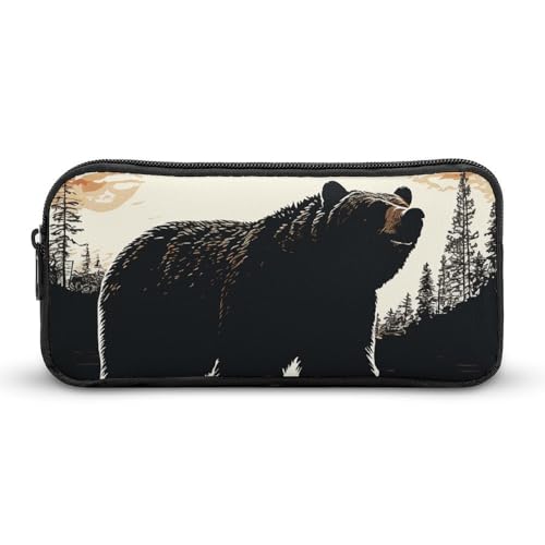 Eekstdbn Federmäppchen mit Bären-Silhouette, für Büro, Schreibwaren, Organizer, einfacher stabiler Reißverschluss, tragbar, für Büro, Reisen, Mehrzwecktasche von Eekstdbn