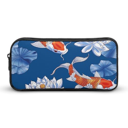 Eekstdbn Federmäppchen mit Blumen und Fischen, für Büro, Schreibwaren, Organizer, einfacher stabiler Reißverschluss, tragbar, für Büro, Reisen, Mehrzwecktasche von Eekstdbn
