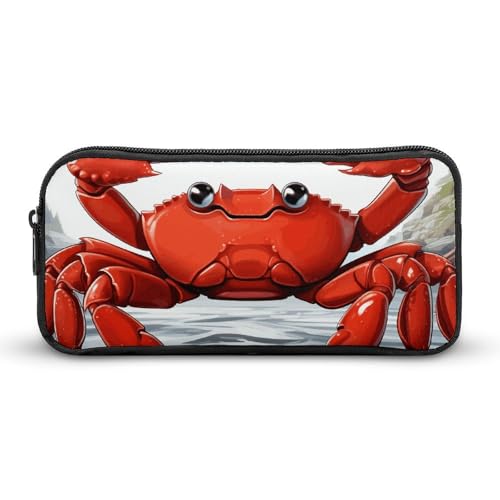 Eekstdbn Federmäppchen mit Cartoon-Krabben-Design, einfacher stabiler Reißverschluss, tragbar, für Büro, Reisen, Mehrzwecktasche von Eekstdbn