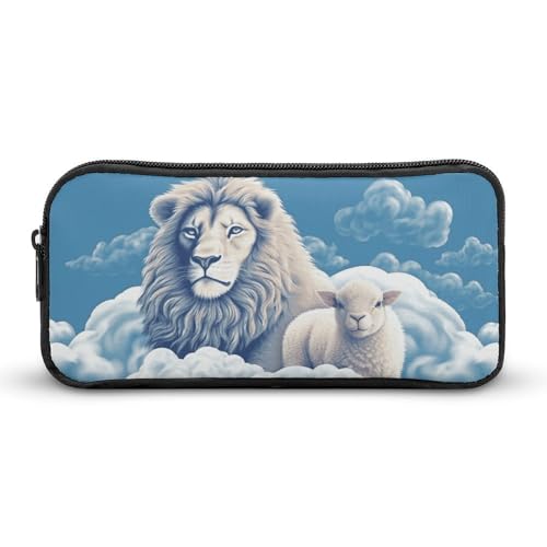 Eekstdbn Federmäppchen mit Lamm mit Löwe auf den Wolken, für Büro, Schreibwaren, Organizer, einfacher, stabiler Reißverschluss, tragbar, für Büro, Reisen, Mehrzwecktasche Eekstdbn Federmäppchen mit Lamm mit Löwe auf den Wolken, für Büro, Schreibwaren, Organizer, einfacher, stabiler Reißverschluss, tragbar, für Büro, Reisen, Mehrzwecktasche von Eekstdbn