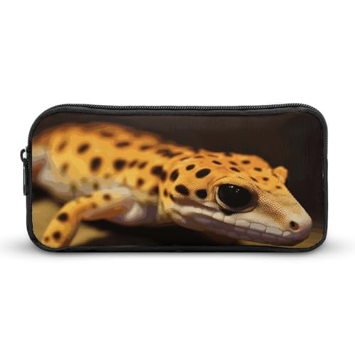 Eekstdbn Federmäppchen mit Leopardenmuster, kleiner Gecko, für Büro, Schreibwaren, Organizer, einfacher stabiler Reißverschluss, tragbar, für Büro, Reisen, Mehrzwecktasche von Eekstdbn