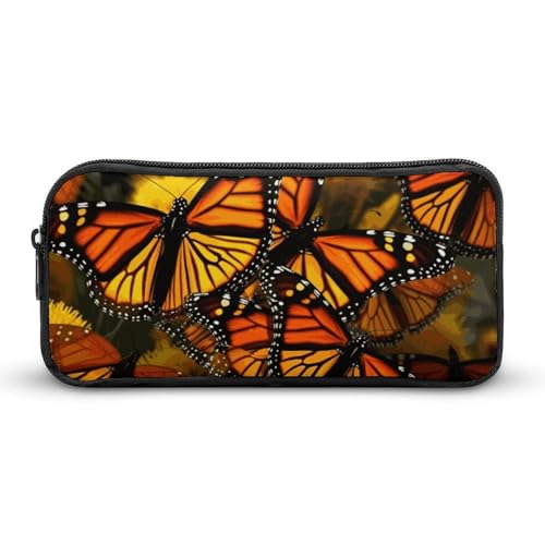 Eekstdbn Federmäppchen mit Monarch-Schmetterlingen, für Büro, Schreibwaren, Organizer, einfacher stabiler Reißverschluss, tragbar, für Büro, Reisen, Mehrzwecktasche von Eekstdbn