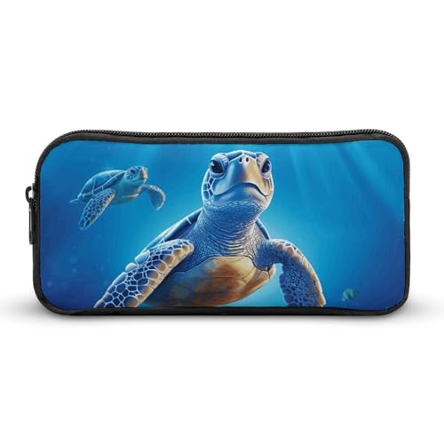 Eekstdbn Federmäppchen mit Schildkröte im blauen Wasser, für Büro, Schreibwaren, Organizer, einfacher stabiler Reißverschluss, tragbar, für Büro, Reisen, Mehrzwecktasche Eekstdbn Federmäppchen mit Schildkröte im blauen Wasser, für Büro, Schreibwaren, Organizer, einfacher stabiler Reißverschluss, tragbar, für Büro, Reisen, Mehrzwecktasche von Eekstdbn