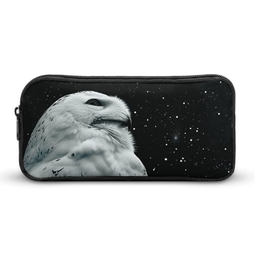 Eekstdbn Federmäppchen mit Schnee-Eule und Sternen, für Büro, Schreibwaren, Organizer, einfacher stabiler Reißverschluss, tragbar, für Büro, Reisen, Mehrzwecktasche von Eekstdbn