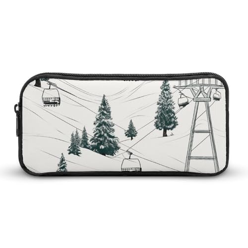 Eekstdbn Federmäppchen mit Skilift mit Tannenbaum, für Büro, Schreibwaren, Organizer, einfacher stabiler Reißverschluss, tragbar, für Büro, Reisen, Mehrzwecktasche Eekstdbn Federmäppchen mit Skilift mit Tannenbaum, für Büro, Schreibwaren, Organizer, einfacher stabiler Reißverschluss, tragbar, für Büro, Reisen, Mehrzwecktasche von Eekstdbn