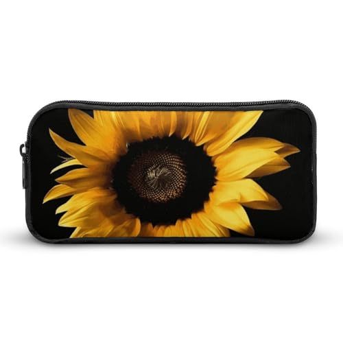 Eekstdbn Federmäppchen mit Sonnenblume auf schwarzem Hintergrund, für Büro, Schreibwaren, Organizer, einfacher stabiler Reißverschluss, tragbar, für Büro, Reisen, Mehrzwecktasche Eekstdbn Federmäppchen mit Sonnenblume auf schwarzem Hintergrund, für Büro, Schreibwaren, Organizer, einfacher stabiler Reißverschluss, tragbar, für Büro, Reisen, Mehrzwecktasche von Eekstdbn