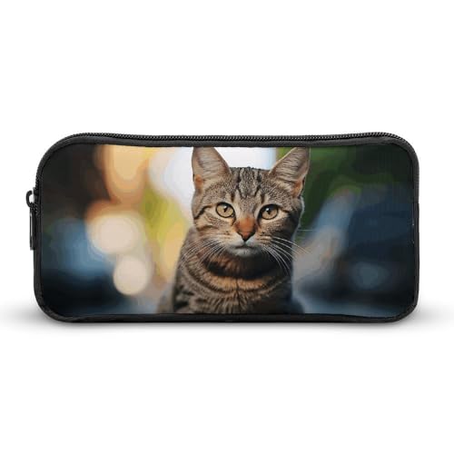 Eekstdbn Federmäppchen mit braunem Kätzchen, für Büro, Schreibwaren, Organizer, einfacher stabiler Reißverschluss, tragbar, für Büro, Reisen, Mehrzwecktasche von Eekstdbn