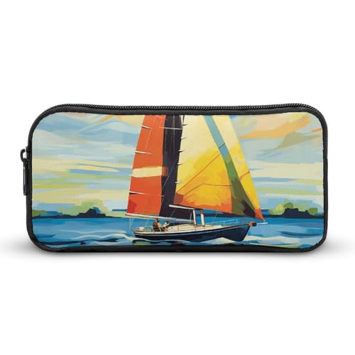 Eekstdbn Federmäppchen mit buntem Segelboot, für Büro, Schreibwaren, Organizer, einfacher stabiler Reißverschluss, tragbar, für Büro, Reisen, Mehrzwecktasche von Eekstdbn