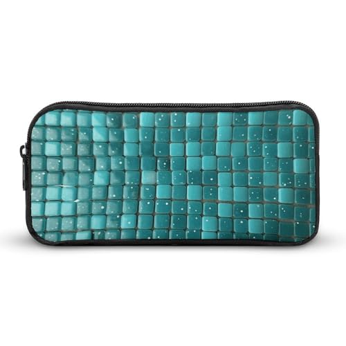 Eekstdbn Federmäppchen mit kleinen Punkten, Türkis, für Büro, Schreibwaren, Organizer, einfacher stabiler Reißverschluss, tragbar, für Büro, Reisen, Mehrzwecktasche von Eekstdbn