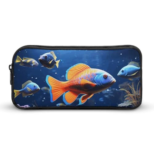 Eekstdbn Fisch-Federmäppchen für Büro, Schreibwaren, Organizer, einfacher stabiler Reißverschluss, tragbar, für Büro, Reisen, Mehrzwecktasche von Eekstdbn