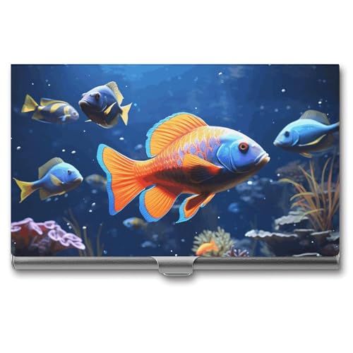 Eekstdbn Fishs Visitenkartenetui für Damen oder Herren, mit Schnappverschluss, tragbar, Namenshalter, Kreditkartenetui für Geschäftstreffen von Eekstdbn