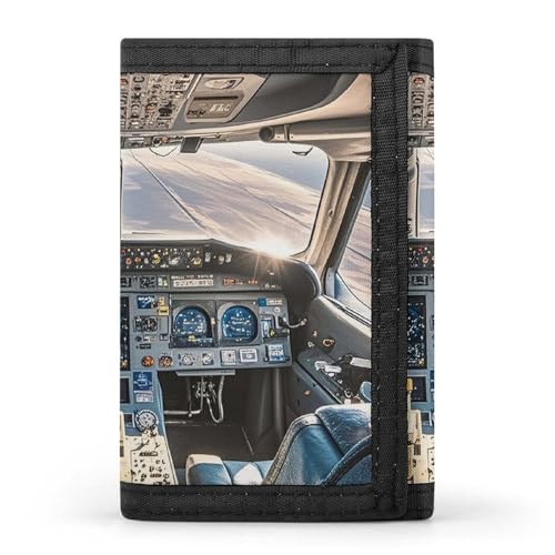 Eekstdbn Flugzeug-Cockpit-Geldbörse, Kartenetuis und Geld, dünn, stilvolle Mini-Münztasche mit Reißverschluss, Münzfach, Kredit für Männer und Frauen von Eekstdbn