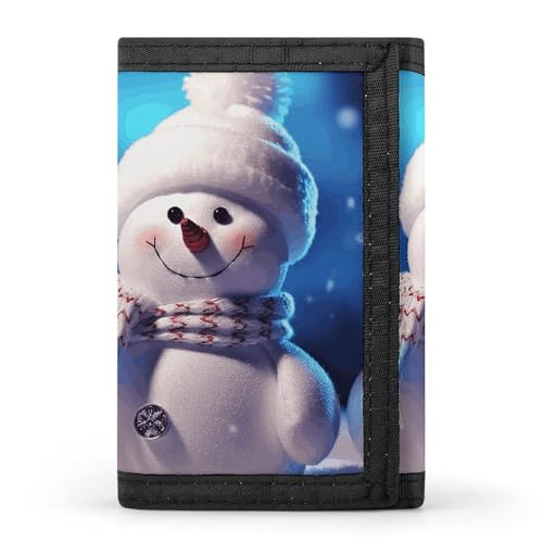 Eekstdbn Frohe Weihnachten Schneemann dreifach gefaltete Geldbörse, Kartenetuis und Geld Oganizer Dünne stilvolle Mini-Münztasche mit Reißverschluss Münzfach Kredit für Männer und Frauen von Eekstdbn