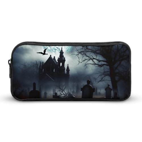 Eekstdbn Gothic Happy Halloween Federmäppchen Büro Schreibwaren Organizer einfacher stabiler Reißverschluss tragbare Bleistifttasche Büro Reise Mehrzwecktasche von Eekstdbn