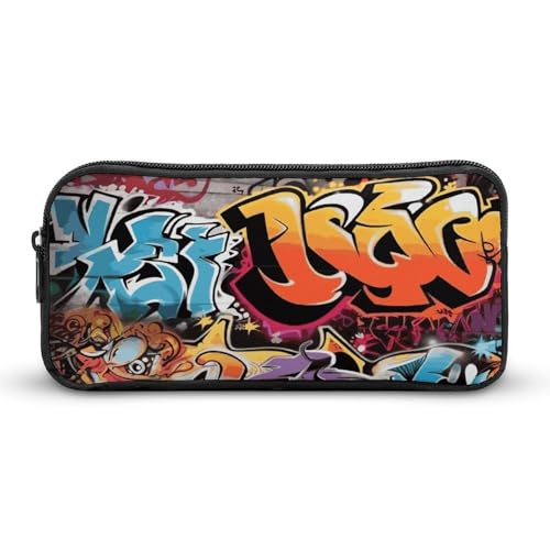 Eekstdbn Graffiti-Hip-Hop-Federmäppchen, Bürobedarf-Organizer, schlichter, stabiler Reißverschluss, tragbar, für Büro, Reisen, Mehrzwecktasche von Eekstdbn