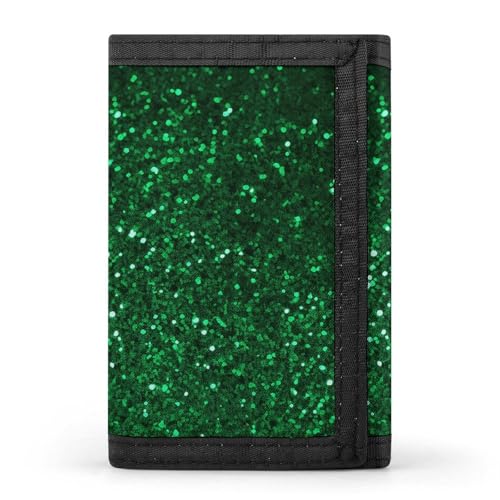 Eekstdbn Grüne Pailletten-Geldbörse, dreifach gefaltet, Kartenetuis und Geldbeutel, dünn, stilvolle Mini-Münztasche mit Reißverschluss, Münzfach, Kredit für Damen und Herren von Eekstdbn