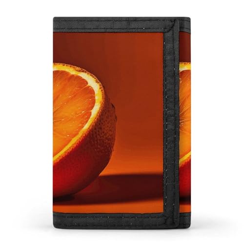 Eekstdbn Half An Orange Trifold Wallet, Card Cases And Money Oganizer Thin Stylish Mini Coin Bag with Zipper Coin Pocket Credit for Men And Women von Eekstdbn