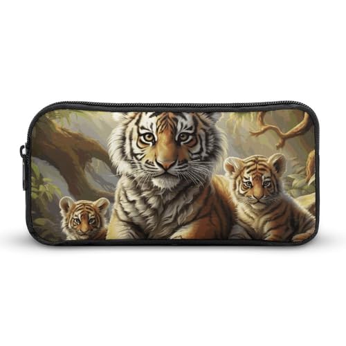 Eekstdbn Jungle Tigers Federmäppchen, Bürobedarf-Organizer, einfacher stabiler Reißverschluss, tragbar, für Büro, Reisen, Mehrzwecktasche von Eekstdbn