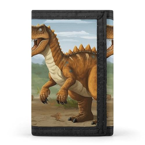 Eekstdbn Jurassic Period Dinosaurier Trifold Wallet, Kartenetuis und Geld Oganizer Dünne Stilvolle Mini-Münztasche mit Reißverschluss Münzfach Kredit für Männer und Frauen von Eekstdbn