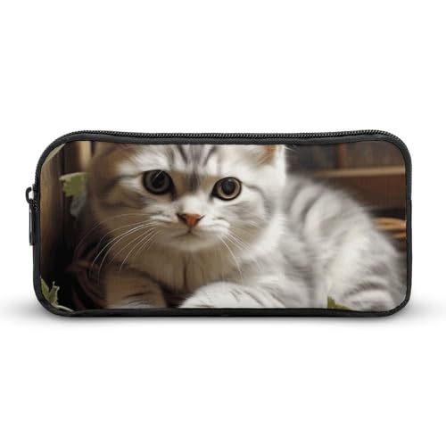 Eekstdbn Katzen-Federmäppchen, Bürobedarf-Organizer, schlichter, stabiler Reißverschluss, tragbar, für Büro, Reisen, Mehrzwecktasche von Eekstdbn