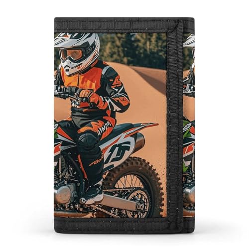 Eekstdbn Limited Sport Motocross Trifold Wallet, Kartenetuis und Geld Oganizer Dünne stilvolle Mini-Münztasche mit Reißverschluss Münzfach Kredit für Männer und Frauen von Eekstdbn