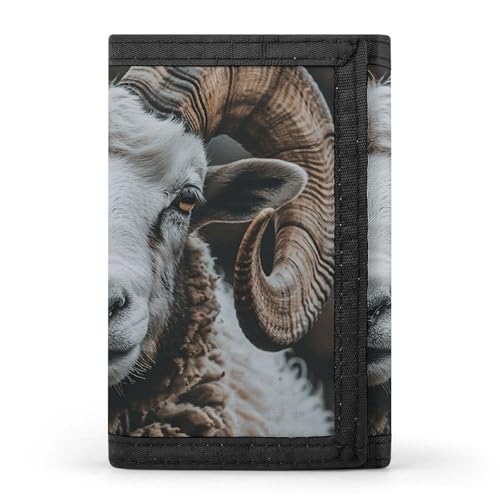 Eekstdbn Longhorn Ram Pictures Trifold Wallet, Kartenetuis und Geld Oganizer Dünne stilvolle Mini-Münztasche mit Reißverschluss Münzfach Kredit für Männer und Frauen von Eekstdbn