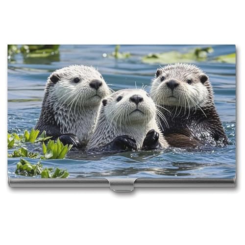 Eekstdbn Lovely Sea Otter Visitenkartenetui für Damen oder Herren, Schnappverschluss, tragbar, Namenshalter, Kreditkartenhalter für Geschäftstreffen von Eekstdbn