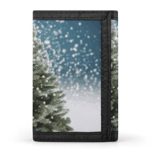 Eekstdbn Merry Christmas Pine Tree Trifold Wallet, Kartenetuis und Geld Oganizer Dünne stilvolle Mini-Münztasche mit Reißverschluss Münzfach Kredit für Männer und Frauen von Eekstdbn