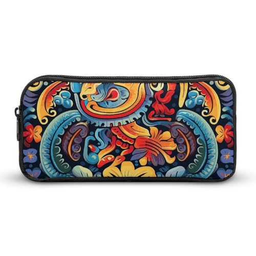 Eekstdbn Mexikanisches Federmäppchen, Bürobedarf-Organizer, einfacher stabiler Reißverschluss, tragbar, für Büro, Reisen, Mehrzwecktasche von Eekstdbn