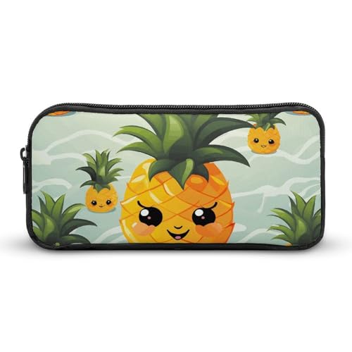 Eekstdbn Niedliches Federmäppchen mit Ananas-Design, einfacher stabiler Reißverschluss, tragbar, für Büro, Reisen, Mehrzwecktasche von Eekstdbn