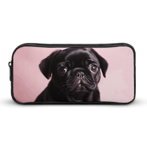Eekstdbn Niedliches schwarzes Federmäppchen mit Mops-Motiv, für Büro, Schreibwaren, Organizer, einfacher stabiler Reißverschluss, tragbar, für Büro, Reisen, Mehrzwecktasche Eekstdbn Niedliches schwarzes Federmäppchen mit Mops-Motiv, für Büro, Schreibwaren, Organizer, einfacher stabiler Reißverschluss, tragbar, für Büro, Reisen, Mehrzwecktasche von Eekstdbn