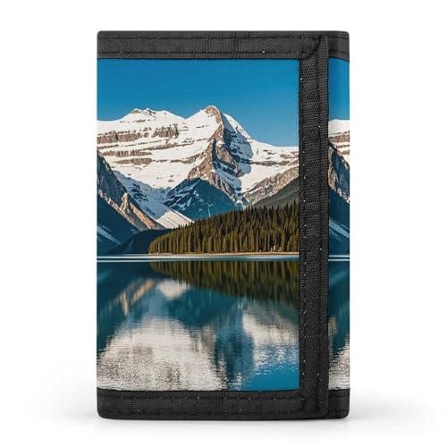 Eekstdbn Panorama of The Lake Louise Mountains Trifold Wallet, Card Cases And Money Oganizer Thin Stylish Mini Coin Bag with Zipper Coin Pocket Credit for Men And Women von Eekstdbn