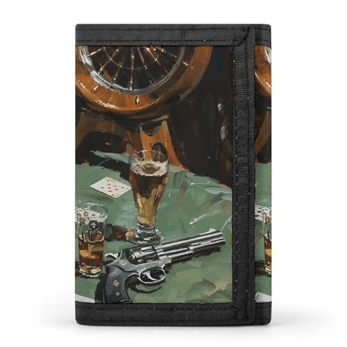 Eekstdbn Pistol and Cards Trifold Wallet, Card Cases And Money Oganizer Thin Stylish Mini Coin Bag with Zipper Coin Pocket Credit for Men And Women von Eekstdbn