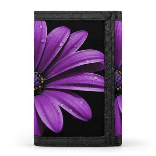 Eekstdbn Purple Daisy Trifold Wallet, Kartenetuis und Geld Oganizer Dünne Stilvolle Mini-Münztasche mit Reißverschluss Münzfach Kredit für Männer und Frauen von Eekstdbn