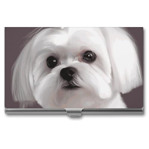 Eekstdbn Schönes Malteser-Visitenkartenetui für Damen oder Herren, mit Schnappverschluss, tragbar, Namenshalter, Kreditkartenhalter für Geschäftstreffen von Eekstdbn