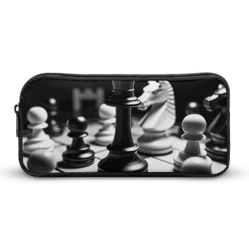 Eekstdbn Schwarzes und weißes Schach-Federmäppchen, Bürobedarf-Organizer, einfacher stabiler Reißverschluss, tragbare Bleistifttasche, Büro, Reisen, Mehrzwecktasche Eekstdbn Schwarzes und weißes Schach-Federmäppchen, Bürobedarf-Organizer, einfacher stabiler Reißverschluss, tragbare Bleistifttasche, Büro, Reisen, Mehrzwecktasche von Eekstdbn