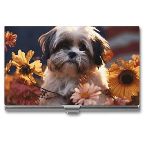 Eekstdbn Shih Tzu Visitenkartenetui mit Hund und Blumen, für Damen oder Herren, Schnappverschluss, tragbar, Namenshalter, Kreditkartenetui für Geschäftstreffen Eekstdbn Shih Tzu Visitenkartenetui mit Hund und Blumen, für Damen oder Herren, Schnappverschluss, tragbar, Namenshalter, Kreditkartenetui für Geschäftstreffen von Eekstdbn