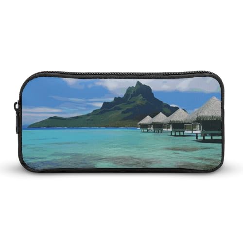 Eekstdbn Tahiti Strand-Federmäppchen, Bürobedarf-Organizer, schlichter, stabiler Reißverschluss, tragbar, für Büro, Reisen, Mehrzwecktasche von Eekstdbn